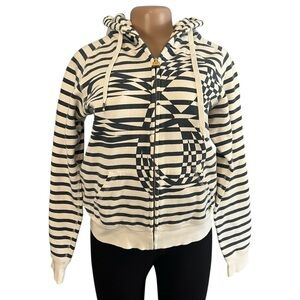 TNA Aritzia Navy Blue and White Striped Jacket